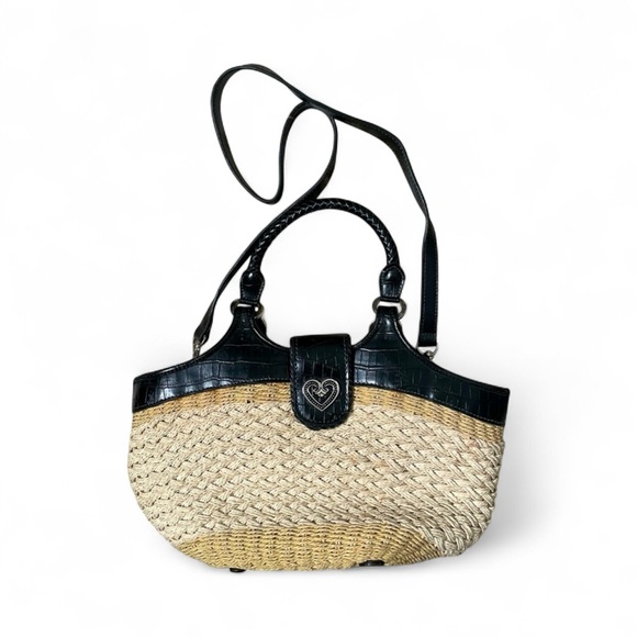 Coldwater Creek Handbags - Coldwater Creek 2 tone straw purse w/ detachable strap